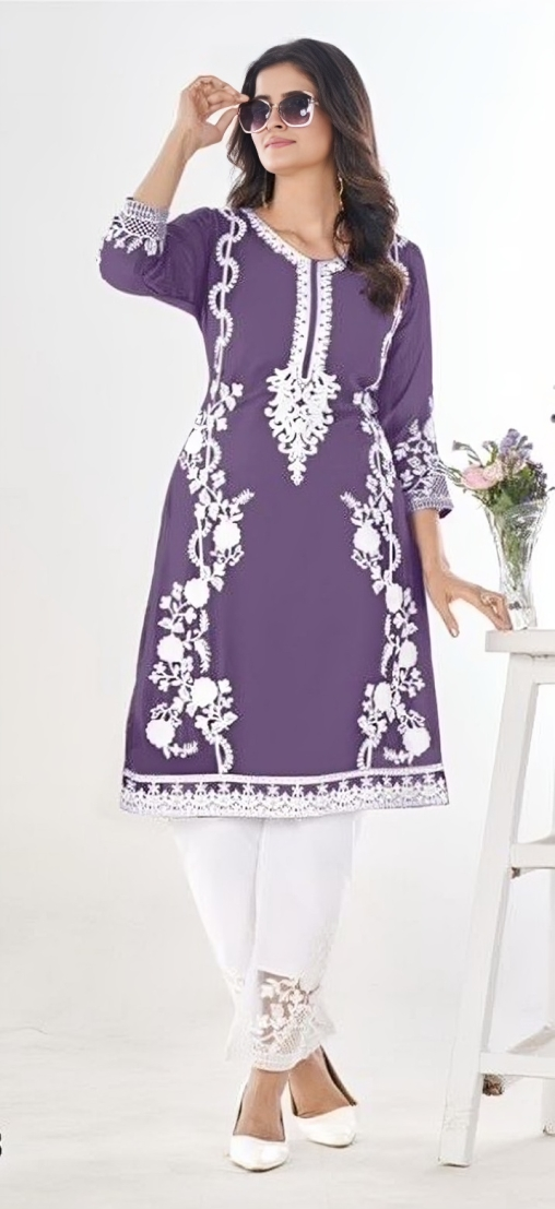 Embroided Georgette Kurti with Designer Pant