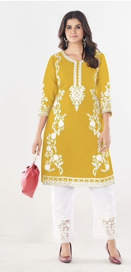 Embroided Georgette Kurti with Designer Pant